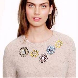 J. Crew Cream Crew Neck Sweater with Floral Embellishments